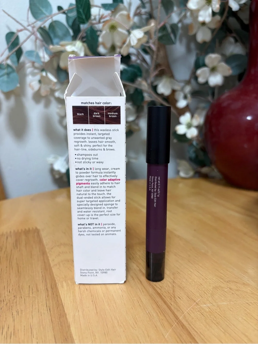 Style Edit Root Cover Up,Cream to Powder Stick DARK BROWN, full Sz 0.12oz, BNIB